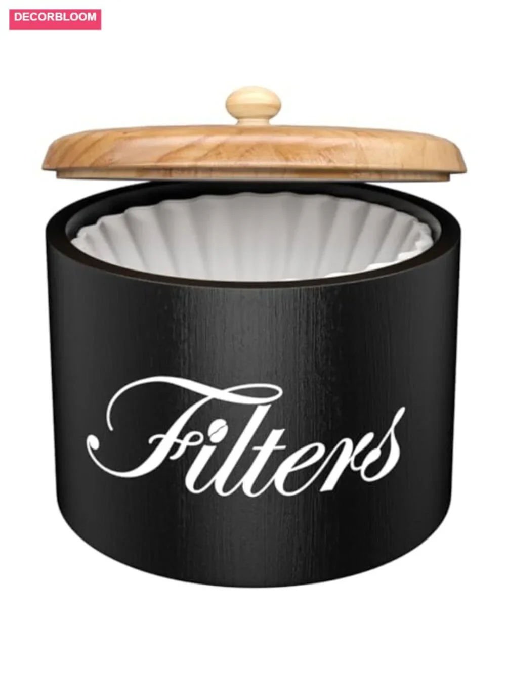 Wooden Coffee Filter Holder with Lid - Round Storage Container for Counter